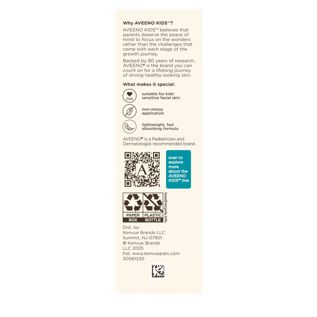 Aveeno Kids Daily Moisture Sunscreen Face Lotion, SPF 30, 1.5 fl. oz