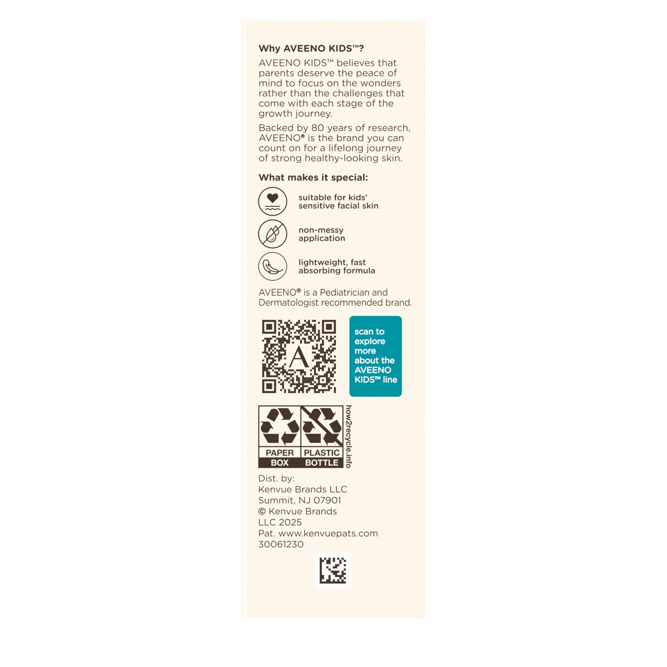 Aveeno Kids Daily Moisture Sunscreen Face Lotion, SPF 30, 1.5 fl. oz
