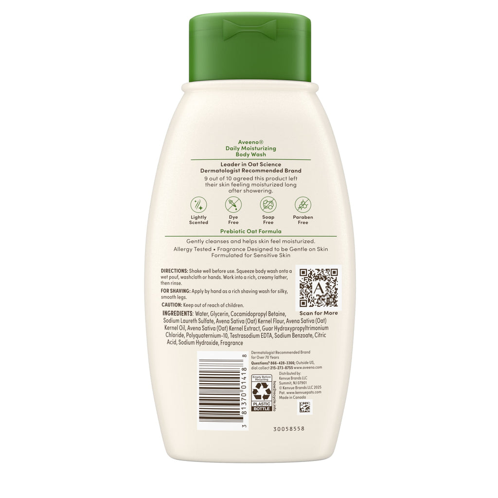 Aveeno Daily Moisturizing Body Wash for Dry + Sensitive Skin, 12 fl. oz