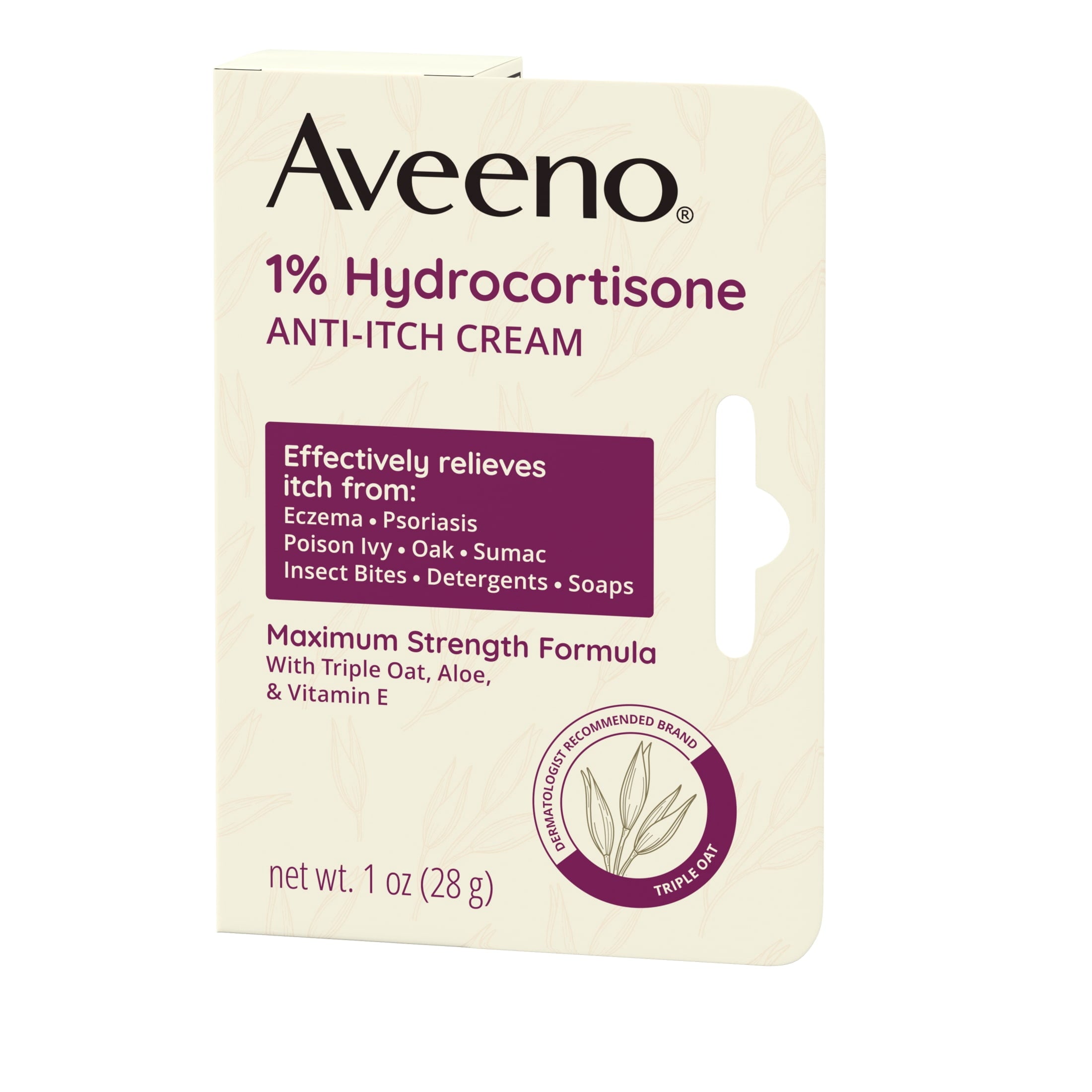 Aveeno Maximum Strength 1% Hydrocortisone Anti-Itch Relief Cream, 1 oz