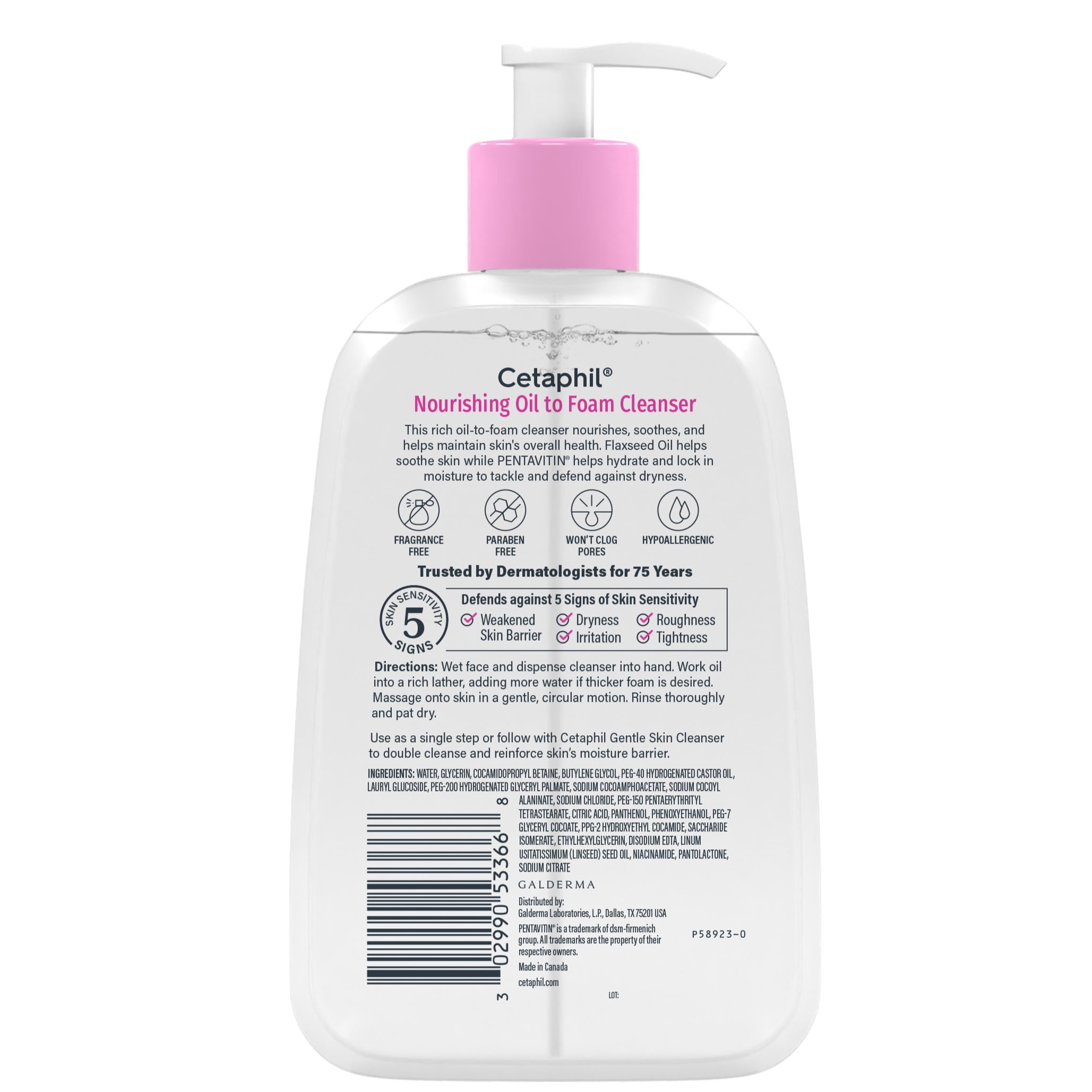 Cetaphil Nourishing Oil to Foam Facial Cleanser, Daily Face Wash for Normal to Dry Skin, 16 fl oz