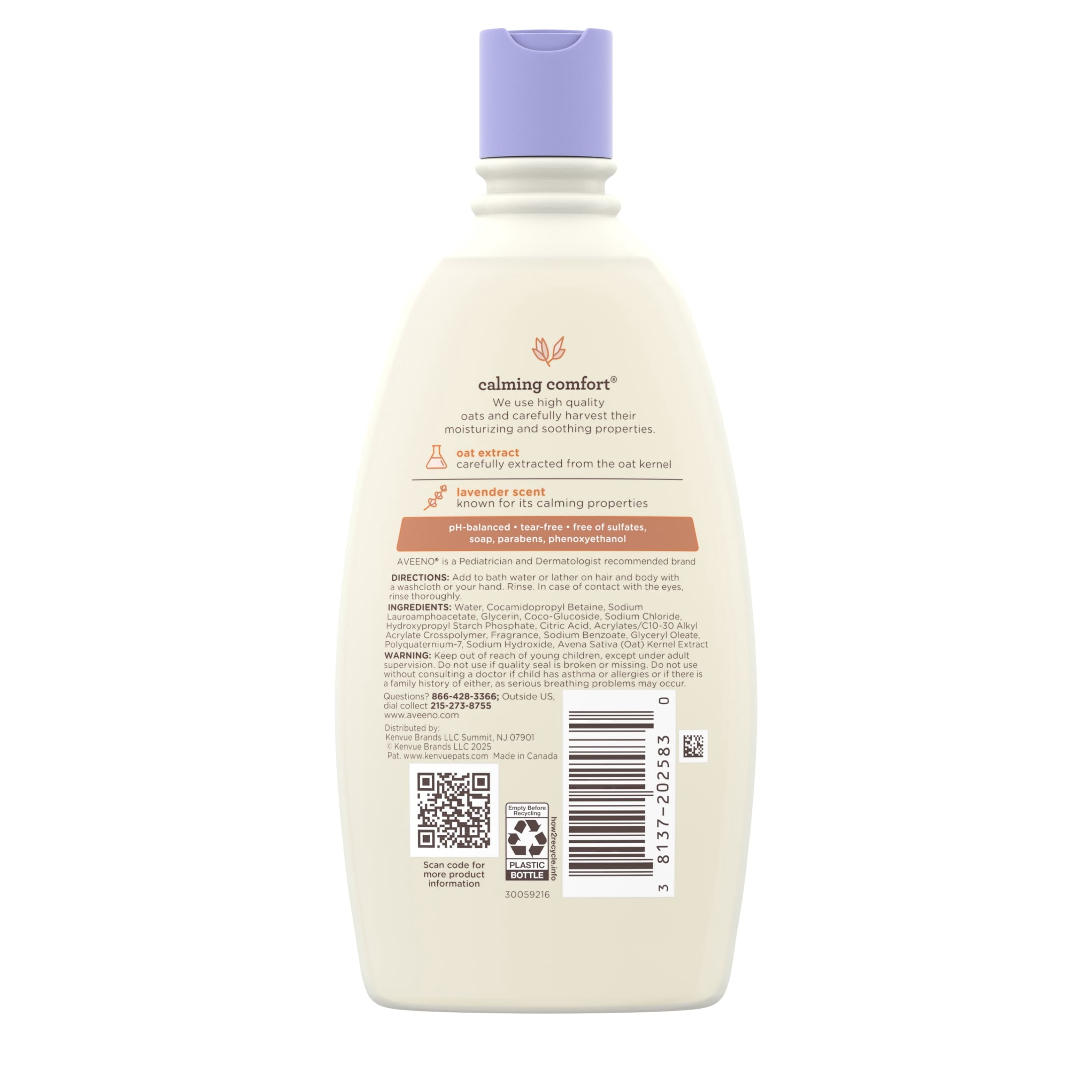 (2 pack) Aveeno Baby Calming Comfort Bath & Wash, Lavender & Vanilla, 12 fl. oz
