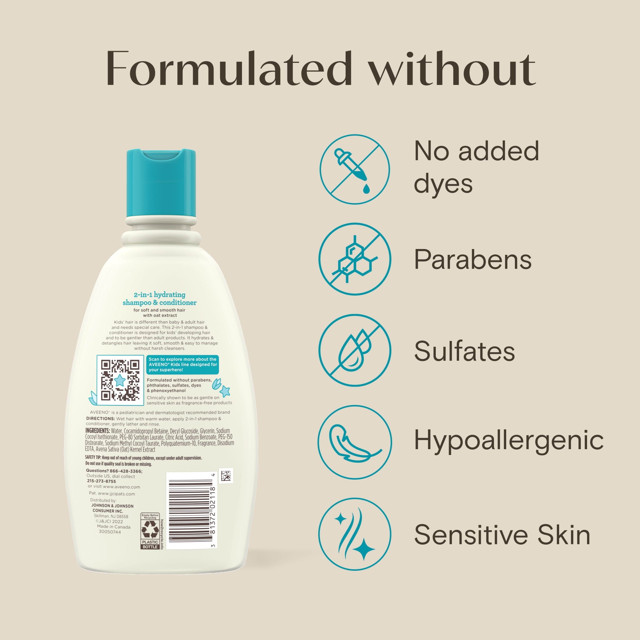 Aveeno Kids 2-in-1 Shampoo & Conditioner, 12 Fl oz