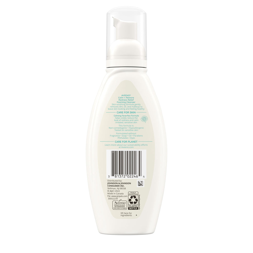 Aveeno Calm + Restore Redness Relief Face Wash, Foaming Facial Cleanser, 6 oz