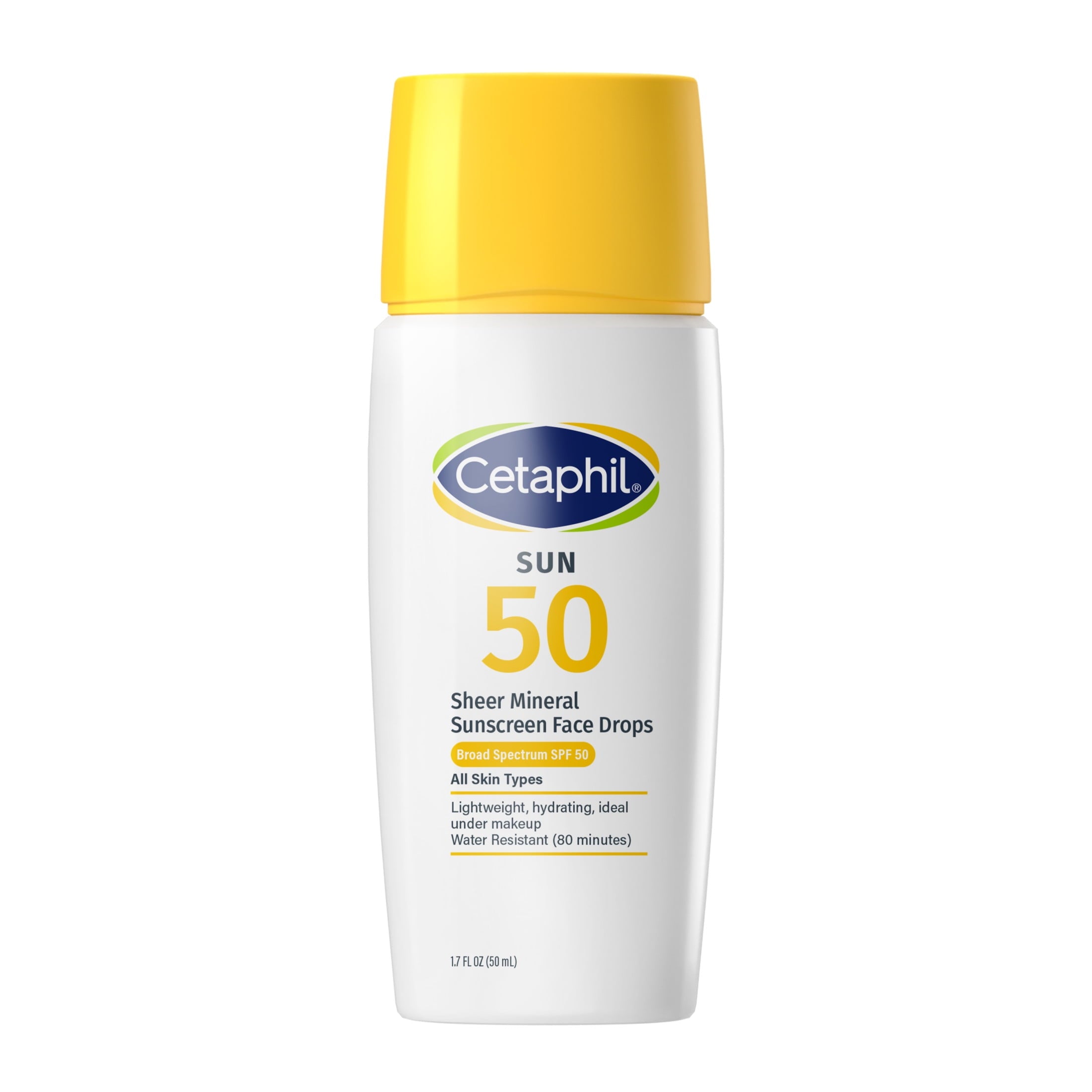 Cetaphil Sheer Mineral Face Sunscreen Moisturizing Drops, SPF 50, Travel Size, 1.7 fl oz