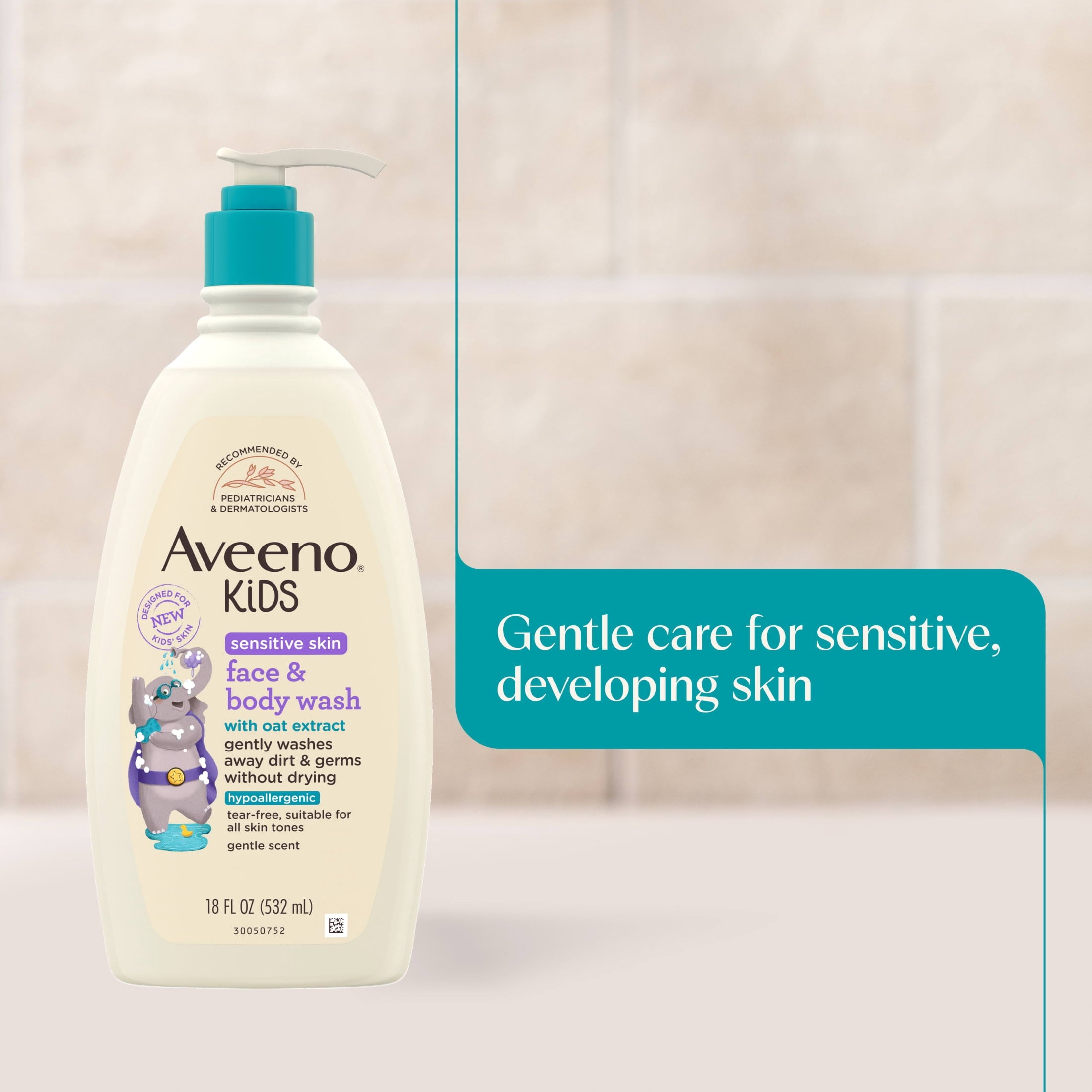 Aveeno Kids Face & Body Wash for Sensitive Skin, 18 Fl oz