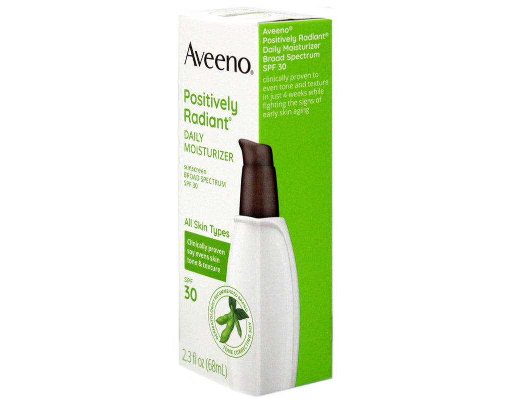 Aveeno Positively Radiant Daily Face Moisturizer Broad Spectrum SPF 30, 2.3 Fl. Oz. Hypoallergenic And Noncomedogenic