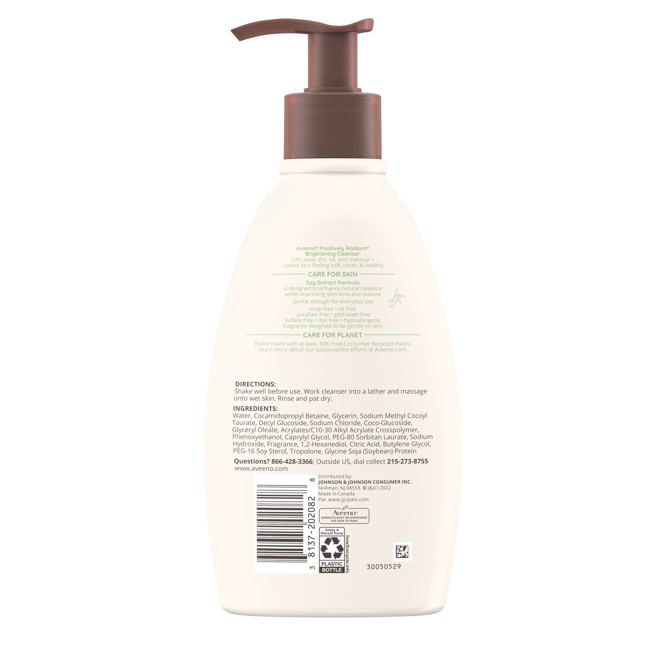 Aveeno Positively Radiant Brightening Cleanser, Soy Extract, 11 fl. oz