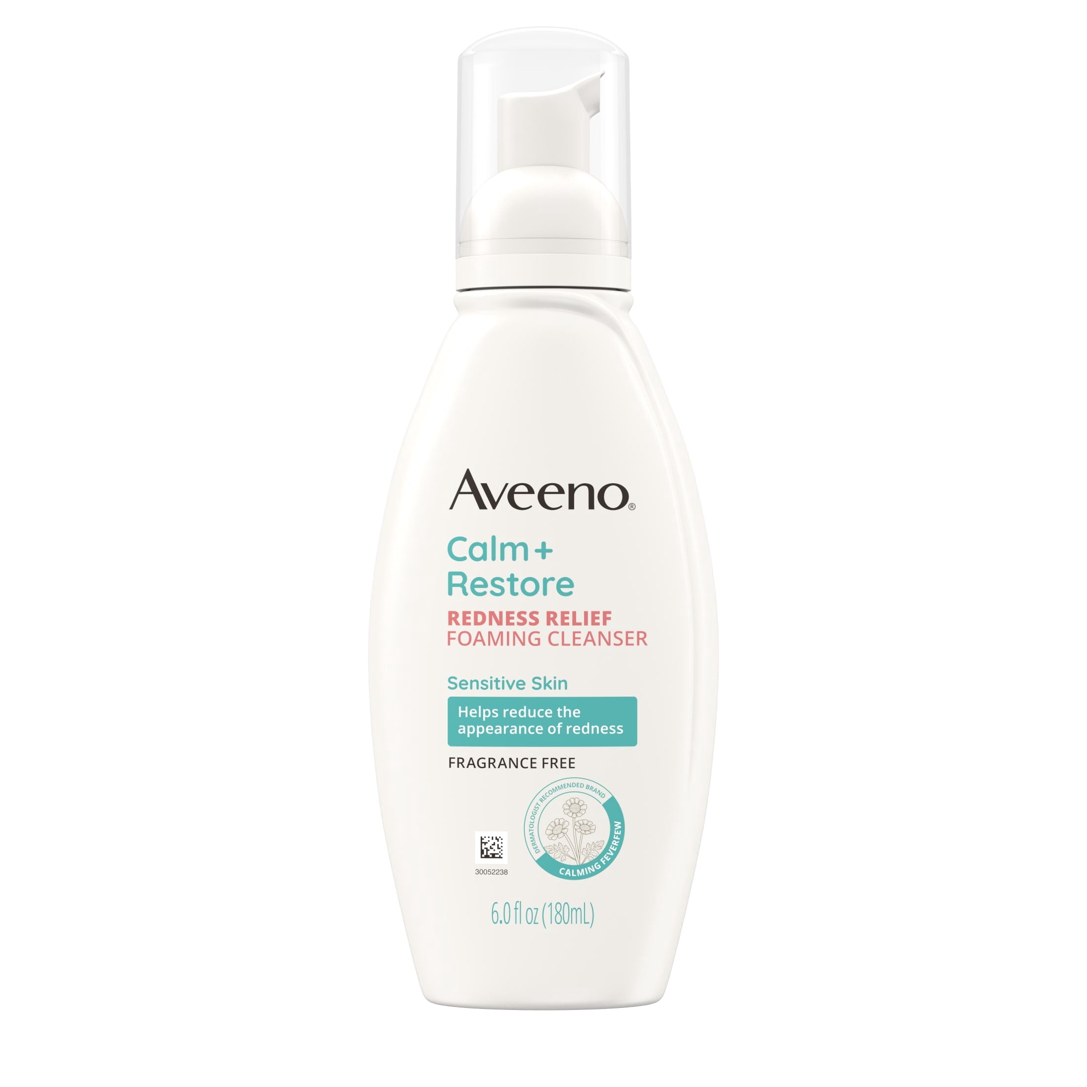 (3 pack) Aveeno Calm + Restore Redness Relief Face Wash, Foaming Facial Cleanser, 6 oz