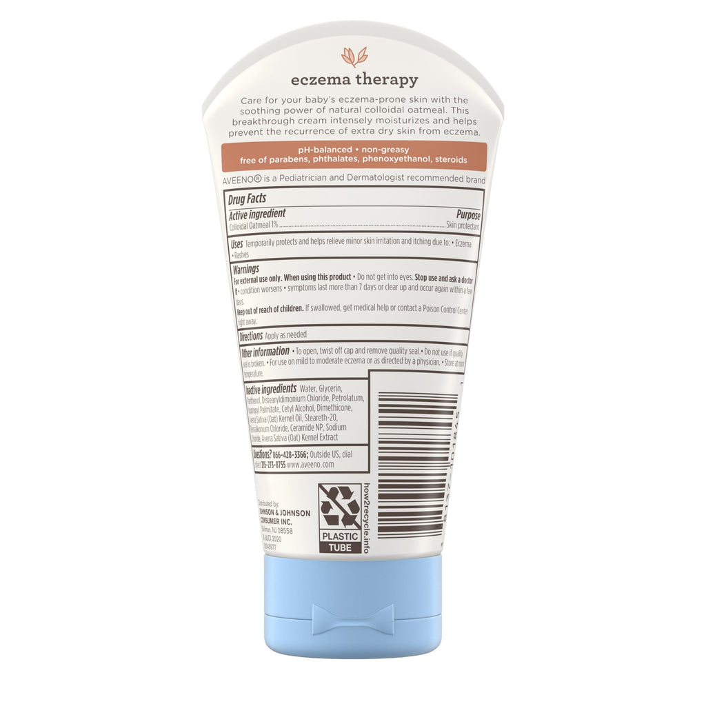 (2 pack) Aveeno Baby Eczema Therapy Moisturizing Cream Body Lotion with Oatmeal, 5 oz