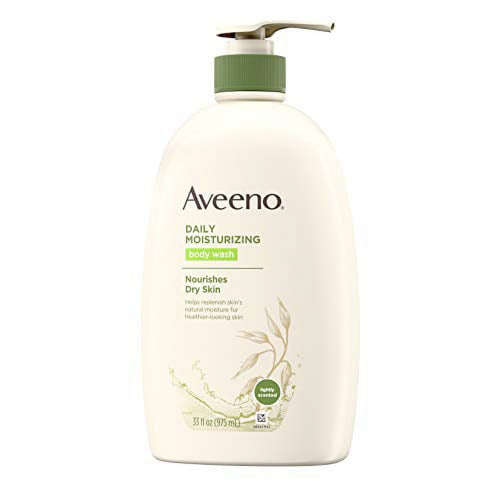 Aveeno Daily Moisturizing Body Wash, Body Wash For Dry Skin With Soothing Oat, Creamy Shower Cleanser, Gentle, Soap-Free And Dye-Free, Lightly Scented Body Wash, 33 Fl Oz