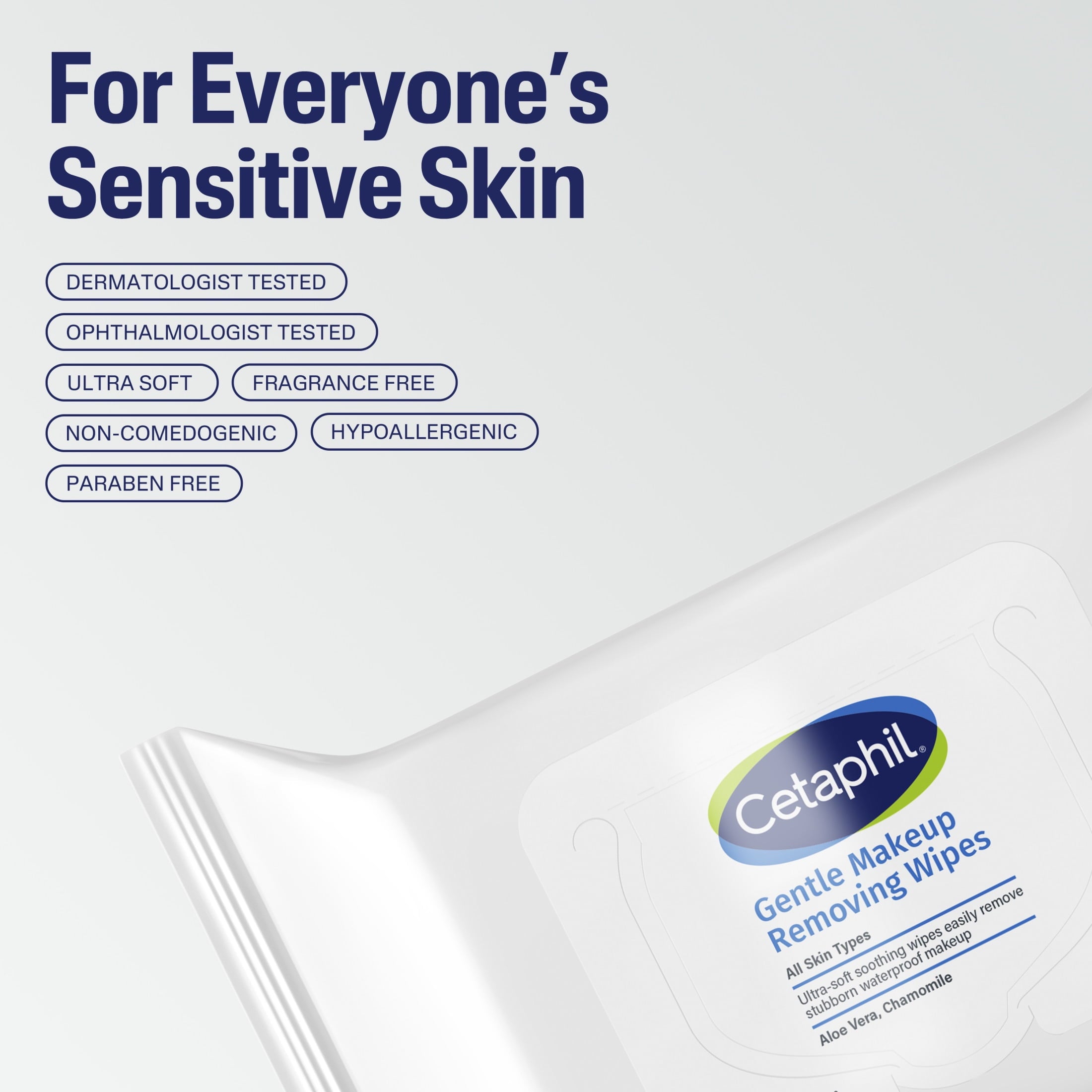 Cetaphil Gentle Makeup Remover Face Cleansing Wipes, Fragrance Free, 25 ct