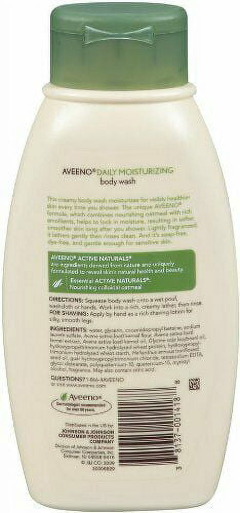 AVEENO Active Naturals Daily Moisturizing Body Wash 12 oz (Pack of 4)