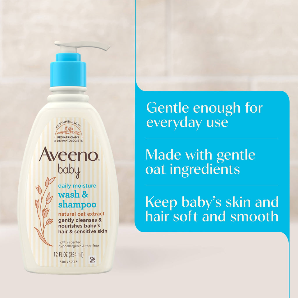 Aveeno Baby Daily Moisture Body Wash & Shampoo, 12 Fl oz