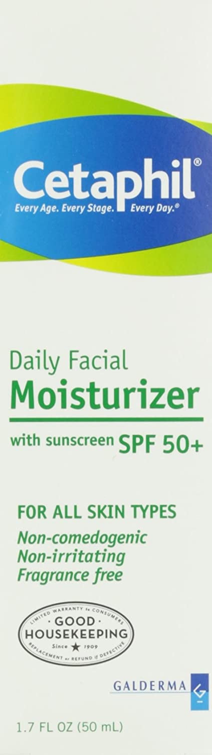 Cetaphil Daily Facial Moisturizer for All Skin Types, with Sunscreen SPF 50 1.7 oz