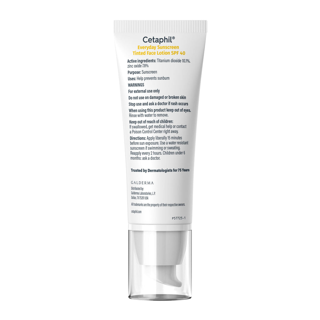 Cetaphil Sunscreen Tinted 100% Mineral Broad-Spectrum Face Lotion SPF 40, Titanium Dioxide and Zinc Oxide, Travel Size, 1.7 fl oz