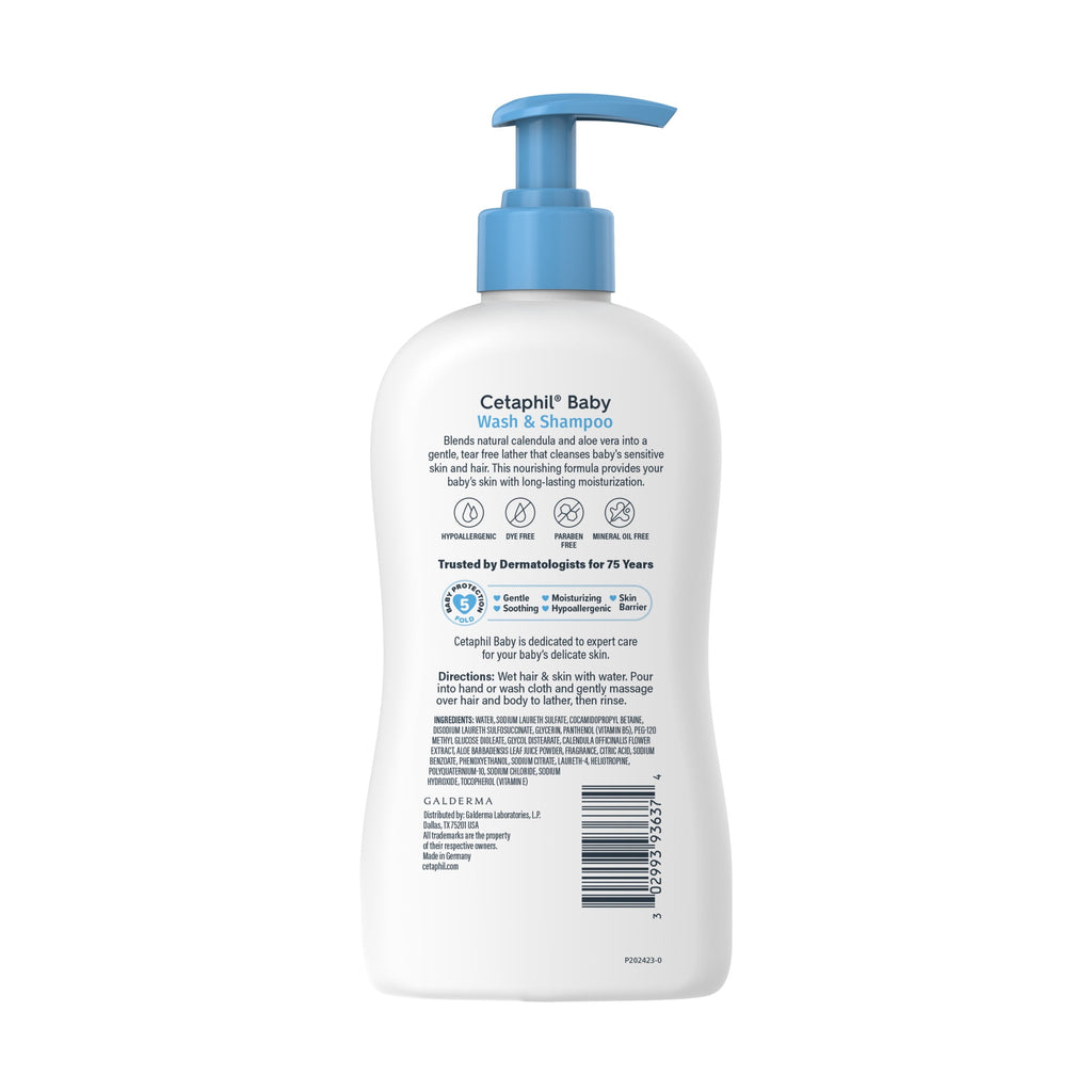 (2 pack) Cetaphil Baby Moisturizing Shampoo and Body Wash with Aloe Vera&nbsp;and Natural Calendula, 13.5 fl oz