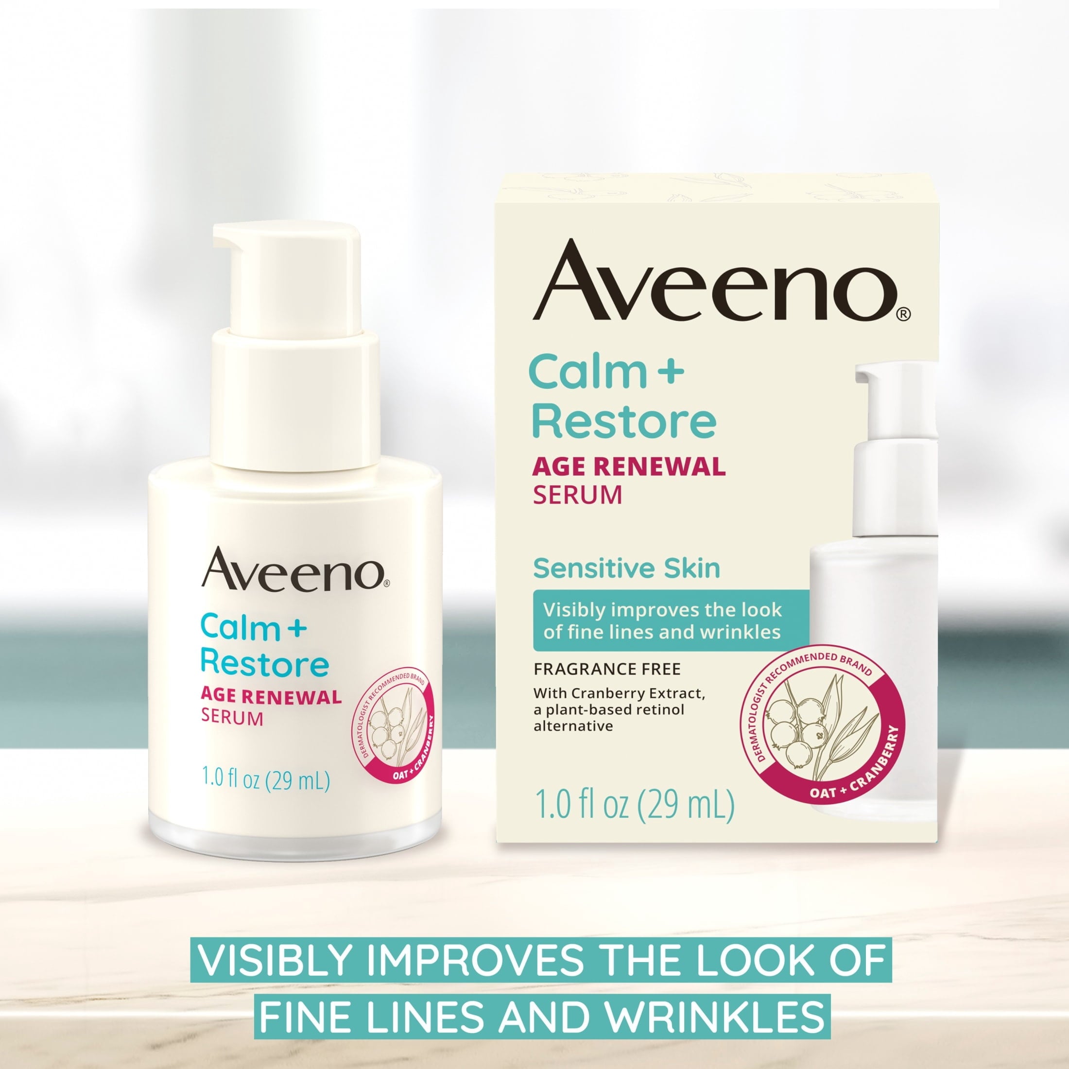 Aveeno Calm + Restore Age Renewal Anti Aging Face Serum, 1.0 fl. oz