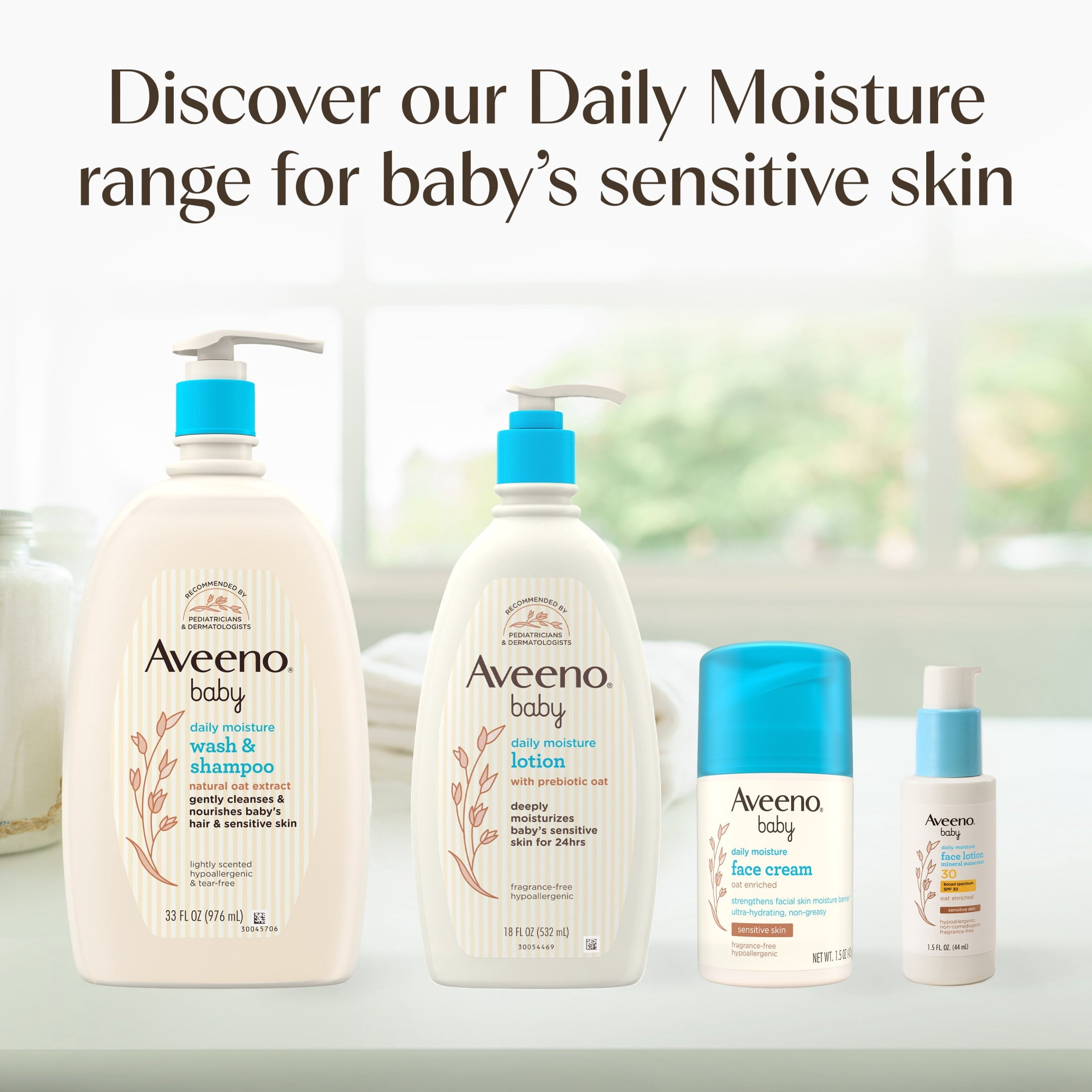 Aveeno Baby Daily Moisture Body Wash & Shampoo, Value Size 33 Fl oz
