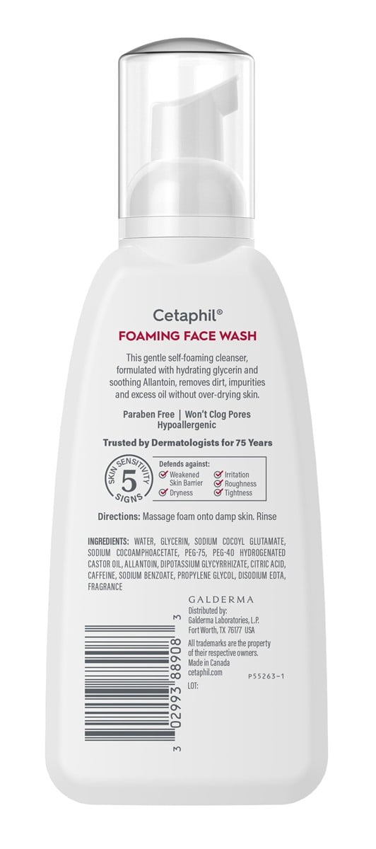 Cetaphil Foaming Face Wash 8oz Redness-Prone Sensitive Skin (Pack of 3)