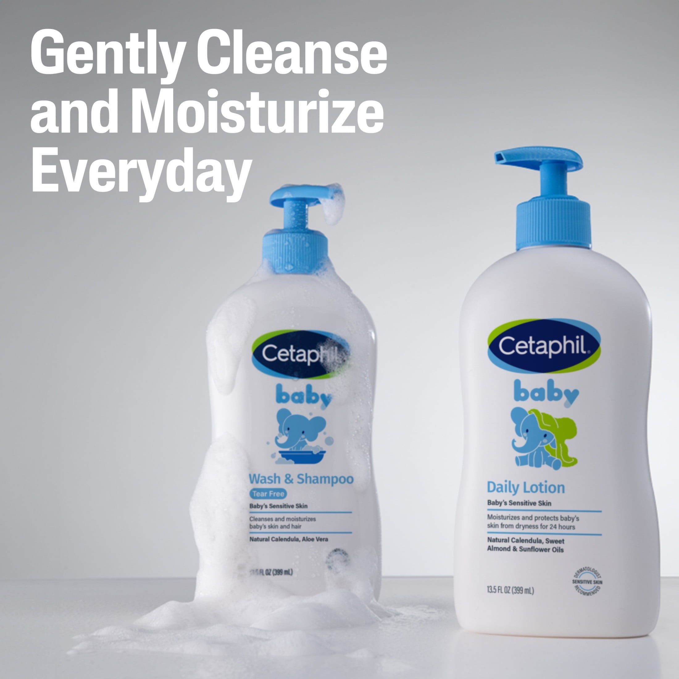 (2 pack) Cetaphil Baby Moisturizing Shampoo and Body Wash with Aloe Vera&nbsp;and Natural Calendula, 13.5 fl oz