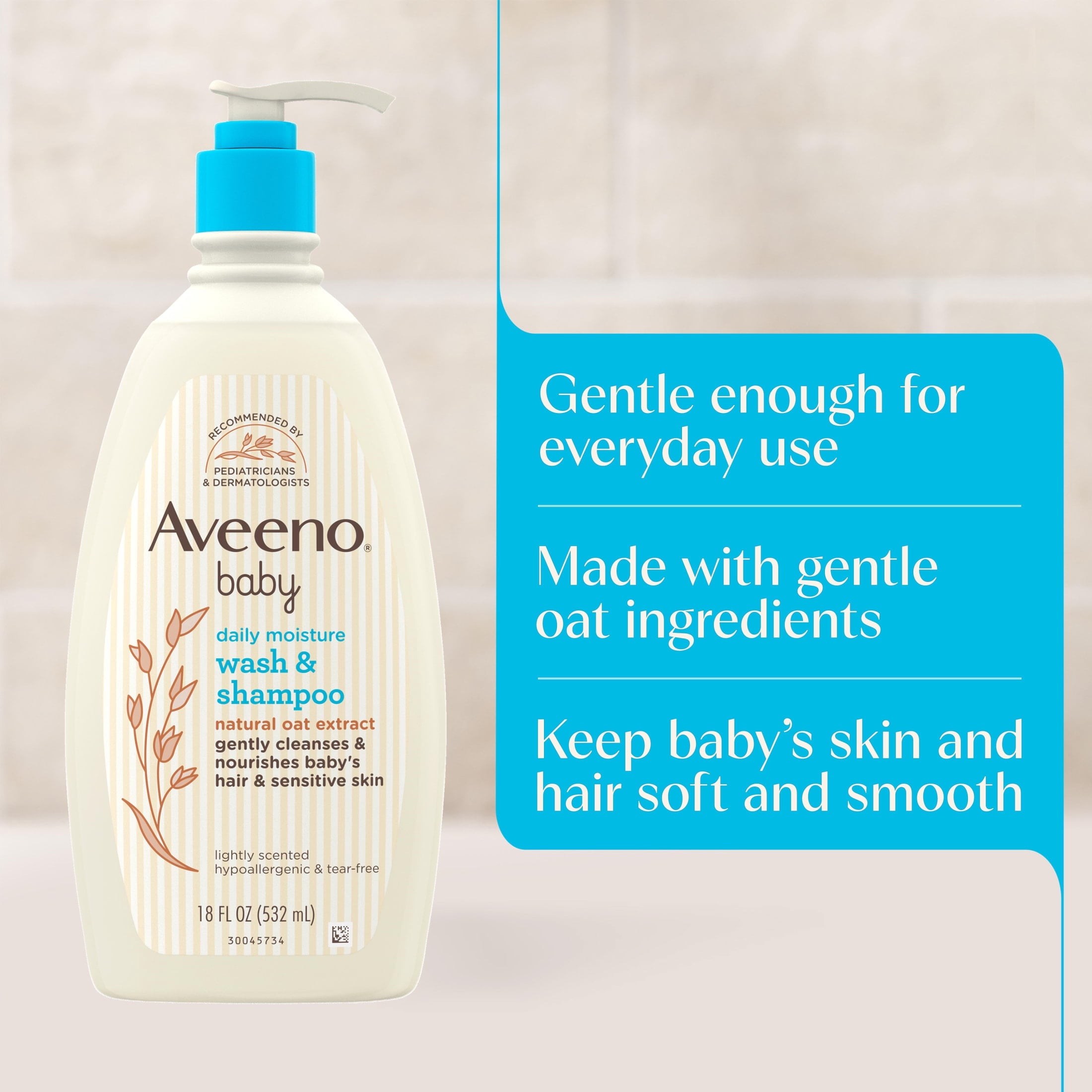 Aveeno Baby Daily Moisture Body Wash & Shampoo, 18 Fl oz