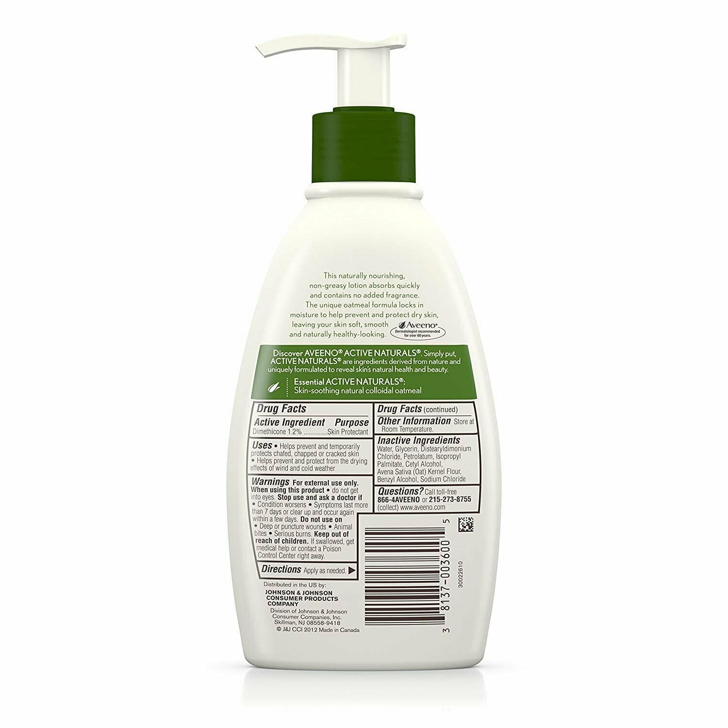 Aveeno Daily Moisturizing Lotion Nourish Dry Skin Soothing Oat 12 oz,2-Pack