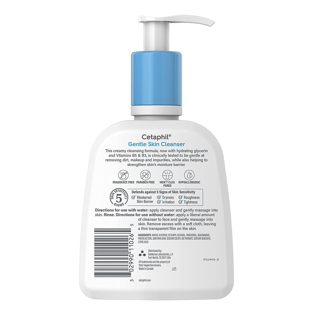 Face Wash by CETAPHIL, Hydrating Gentle Skin Cleanser for Dry to Normal Sensitive Skin, NEW 8 oz 3 Pack, Fragrance Free, Soap Free and Non-Foaming