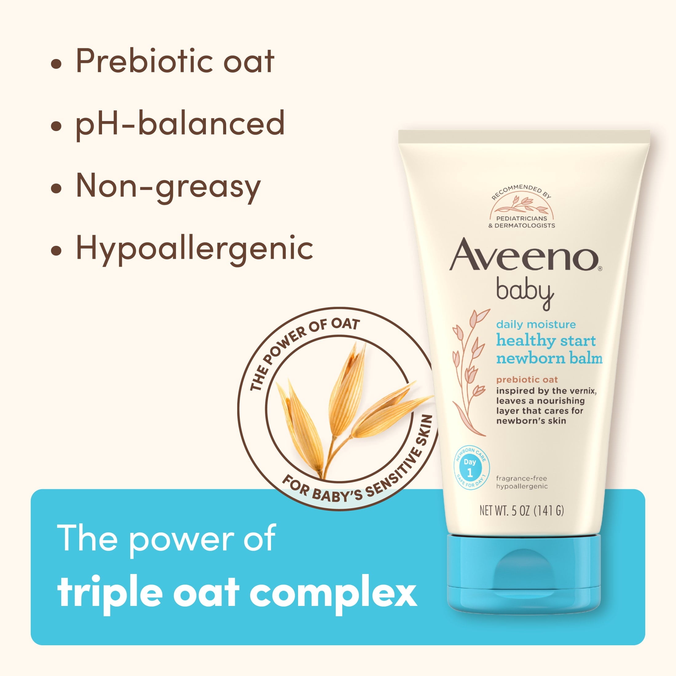 Aveeno Baby Healthy Start Newborn Baby Body Balm, Hypoallergenic, 5 oz