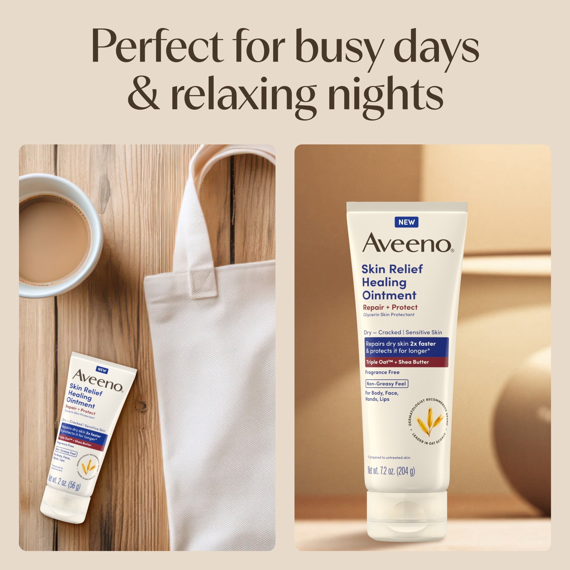 Aveeno Skin Relief Healing Ointment for Dry, Cracked Skin, Glycerin, Non-Greasy, 2 oz