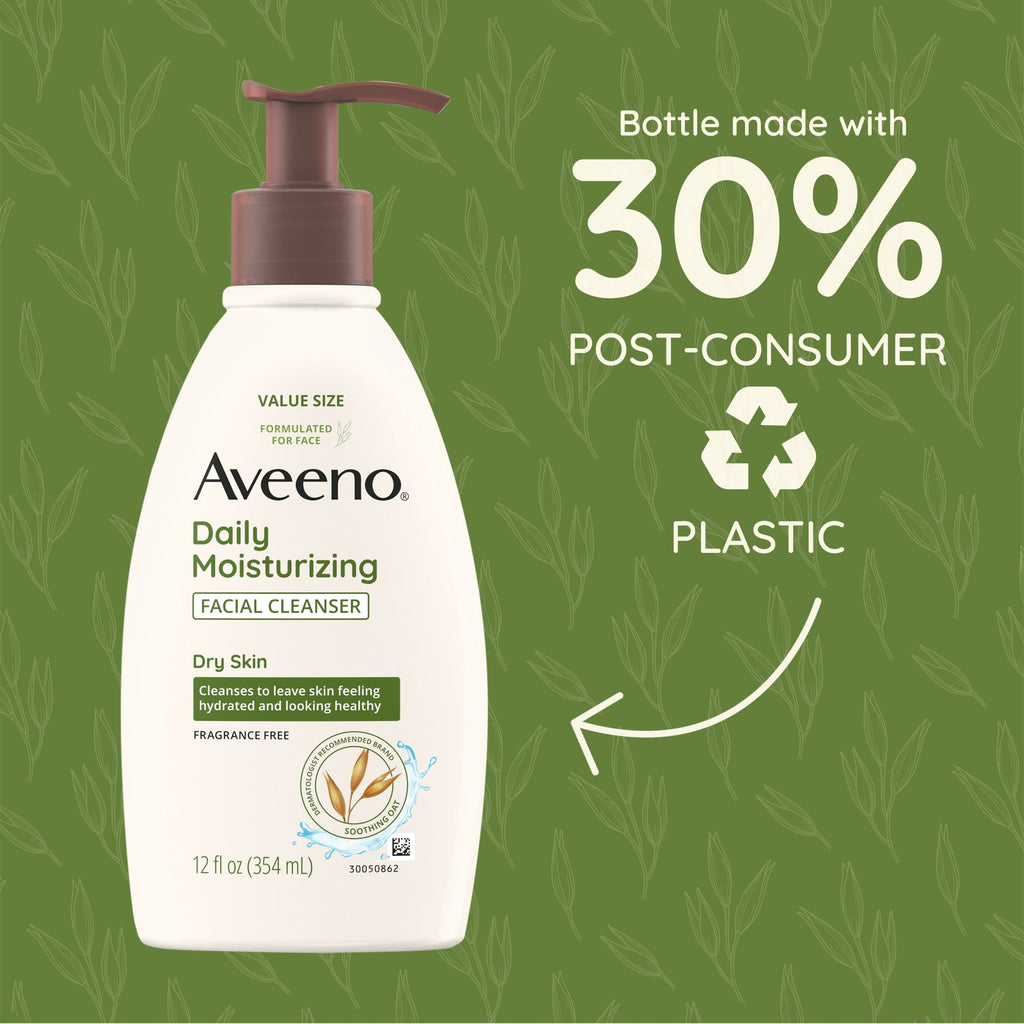 Aveeno Daily Moisturizing Facial Cleanser for Dry Skin, Soothing Oat Face Wash, 12 oz