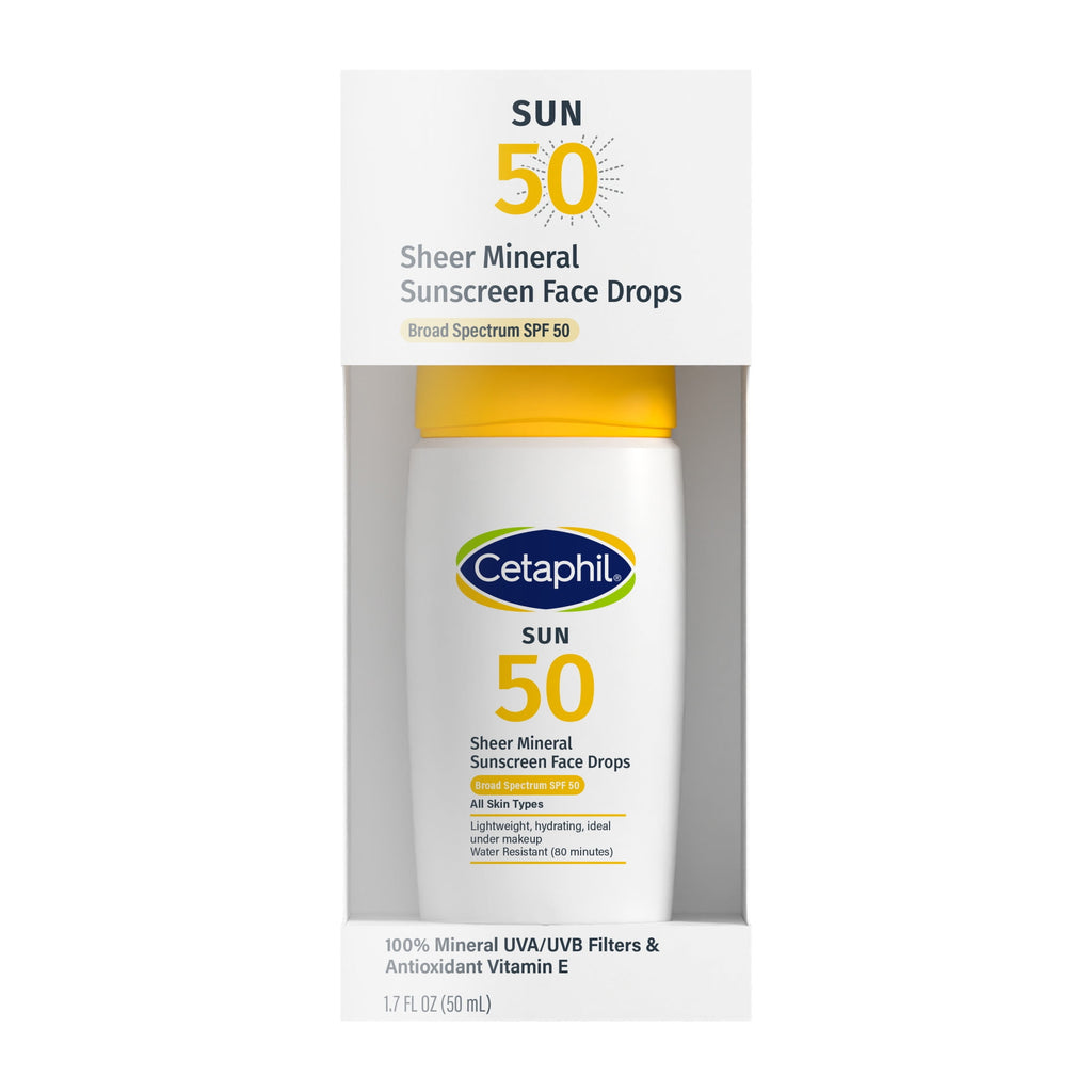 Cetaphil Sheer Mineral Face Sunscreen Moisturizing Drops, SPF 50, Travel Size, 1.7 fl oz