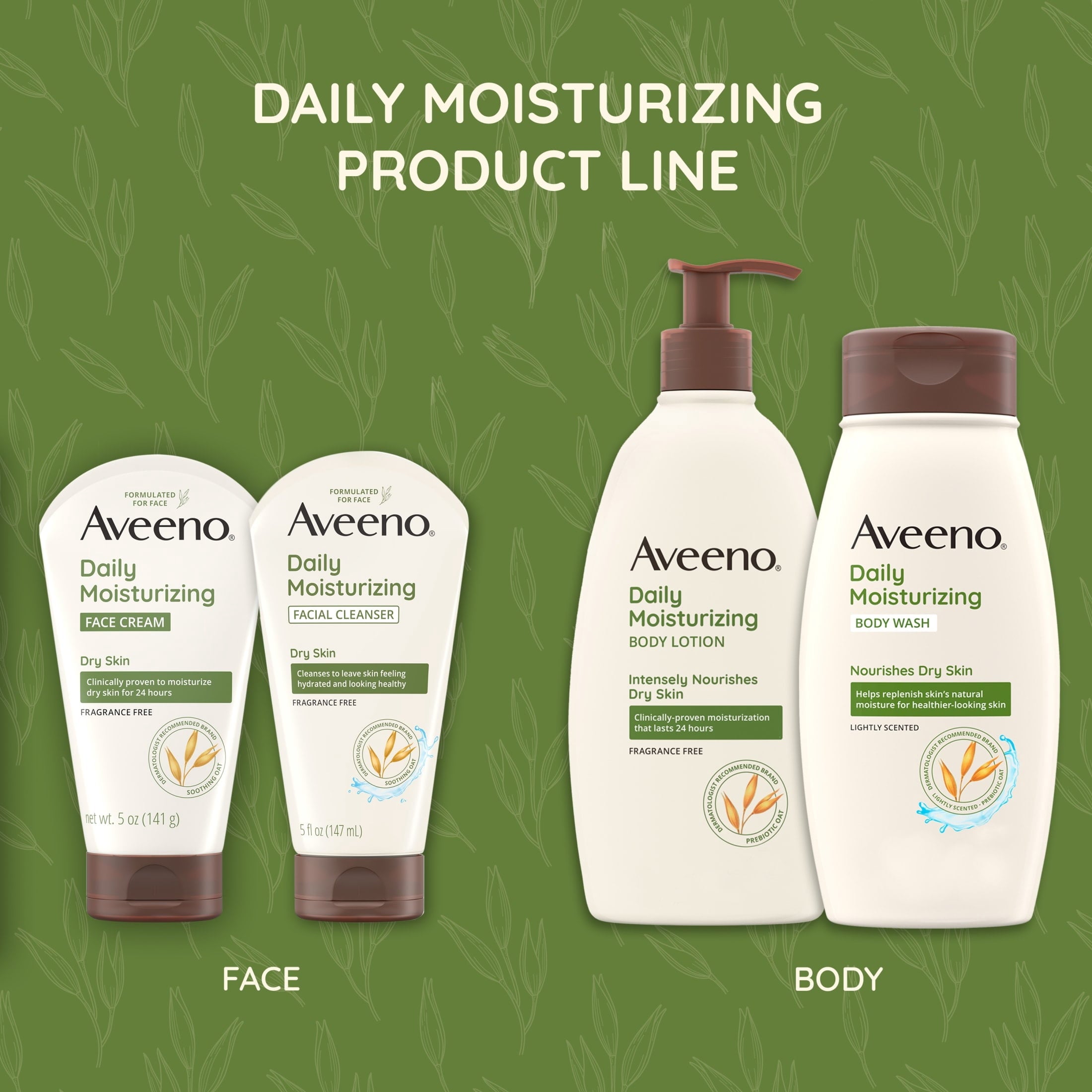 Aveeno Daily Moisturizing Facial Cleanser for Dry Skin, Soothing Oat Face Wash, 12 oz