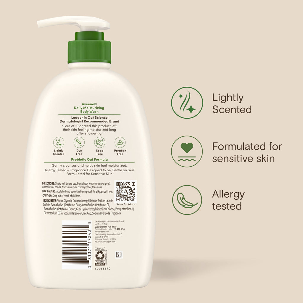 Aveeno Daily Moisturizing Body Wash, Value Size 33 Fl oz