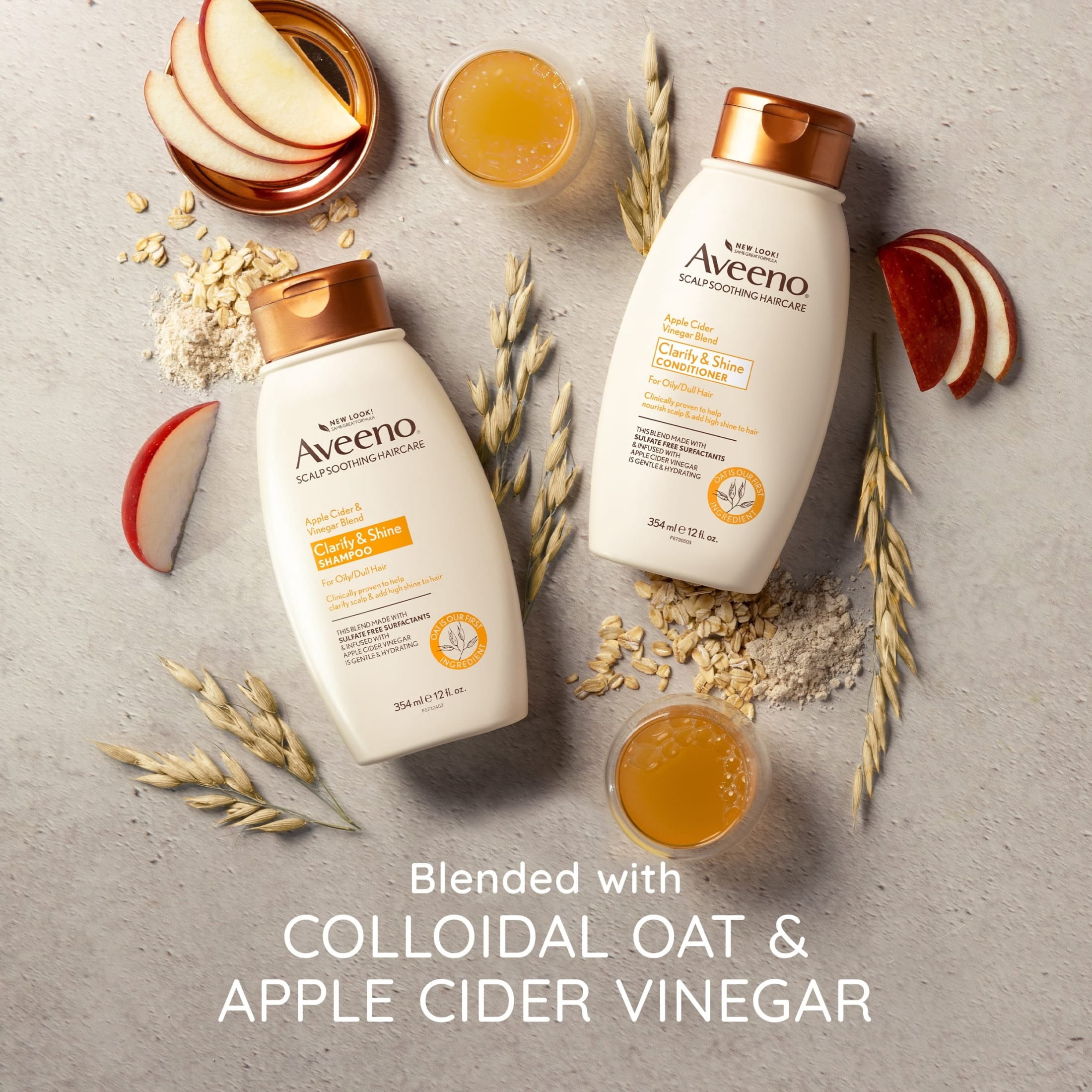 Aveeno Apple Cider Vinegar Blend Shampoo For Clarify and Shine, 12 OZ