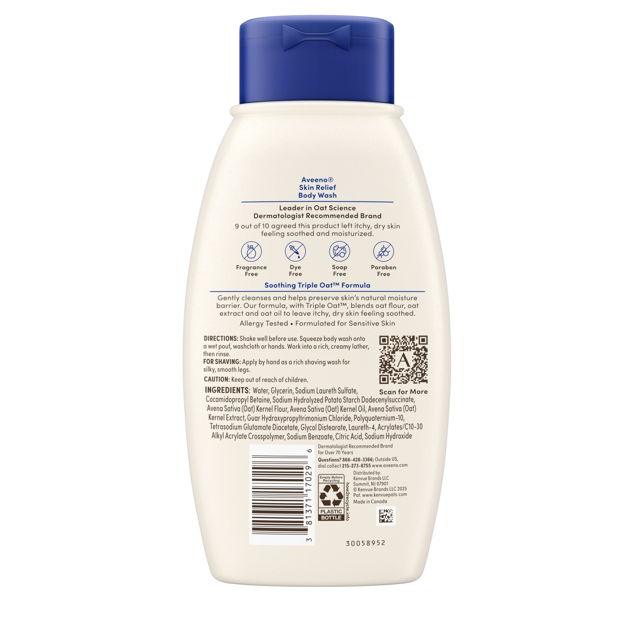 Aveeno Skin Relief Fragrance-Free Body Wash, Sensitive Skin, 12 fl. oz