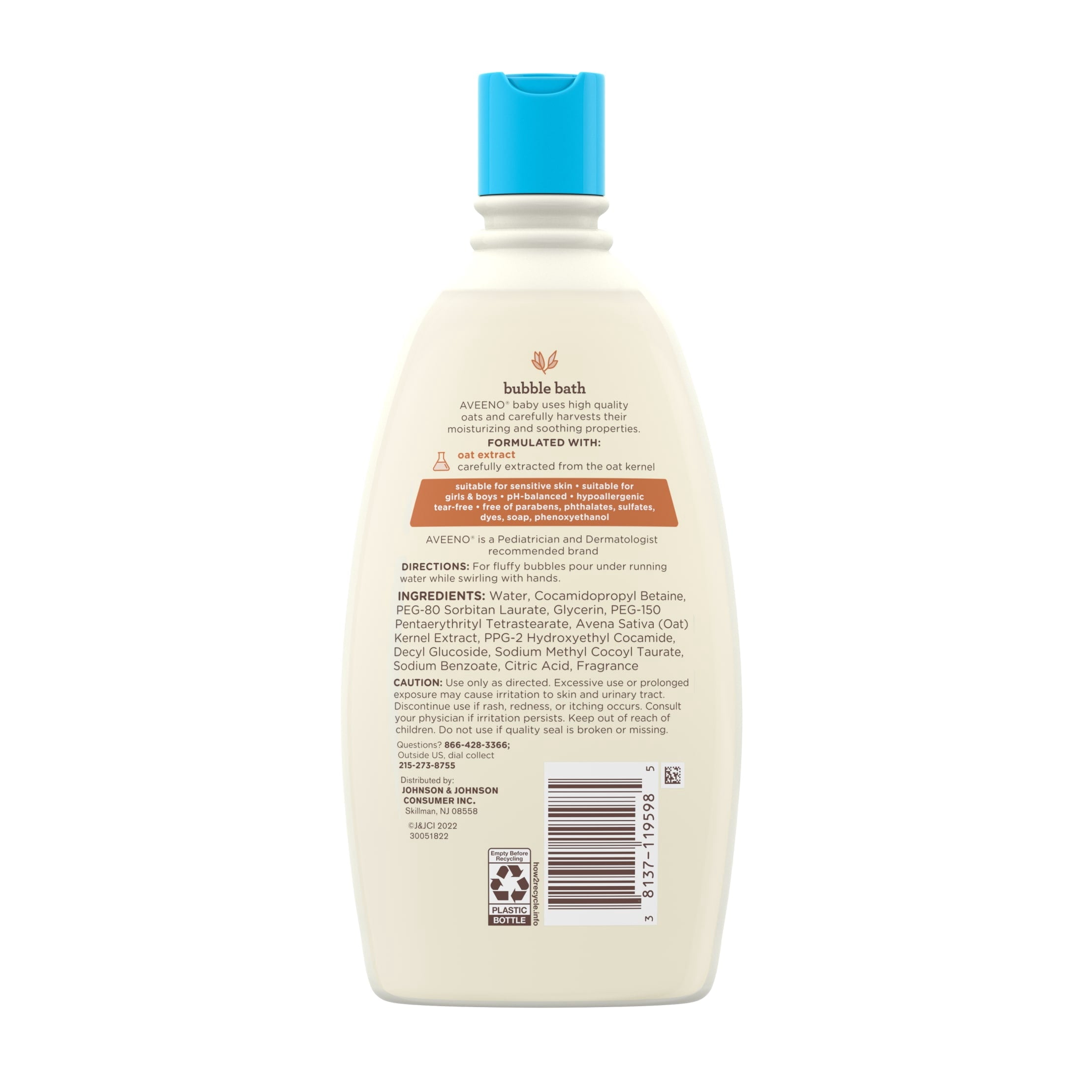 Aveeno Baby Sensitive Skin Bubble Bath with Oat Extract, 19.2 fl. oz