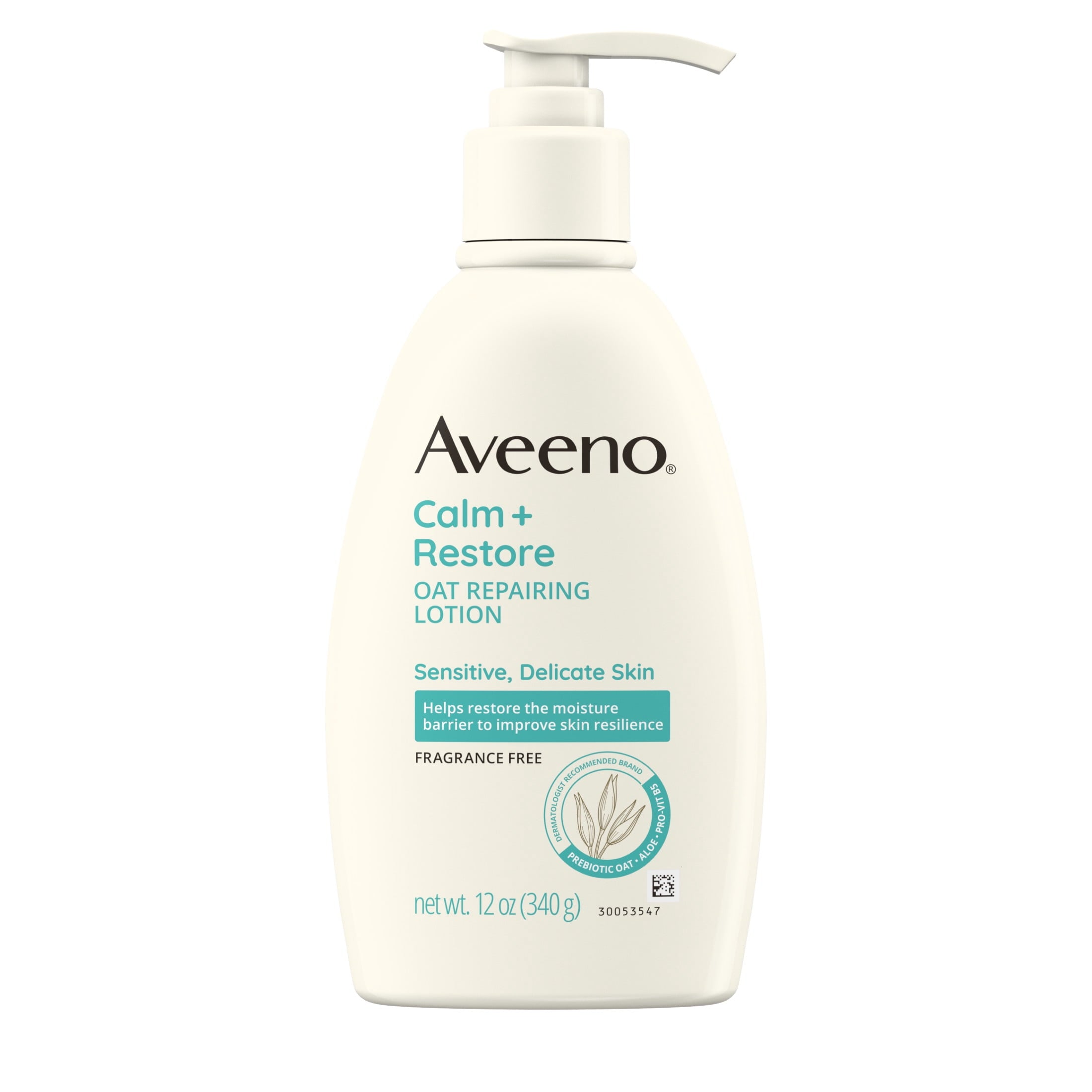 Aveeno Calm + Restore Fragrance Free Sensitive Skin Body Lotion, 12 oz