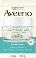 Aveeno Calm + Restore Oat Gel Facial Moisturizer for Sensitive Skin, Lightweight Gel Cream Face Moisturizer, 1.7 oz 1 ea (Pack of 2)