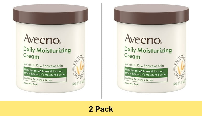 Aveeno Daily Moisturizing Body Cream Lotion for Normal, Dry, Sensitive Skin, 15 oz - 2 Pack