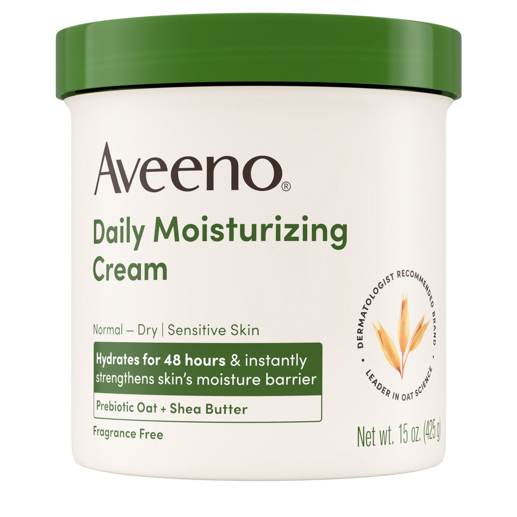 Aveeno Daily Moisturizing Body and Face Cream, Fragrance Free, 15 oz