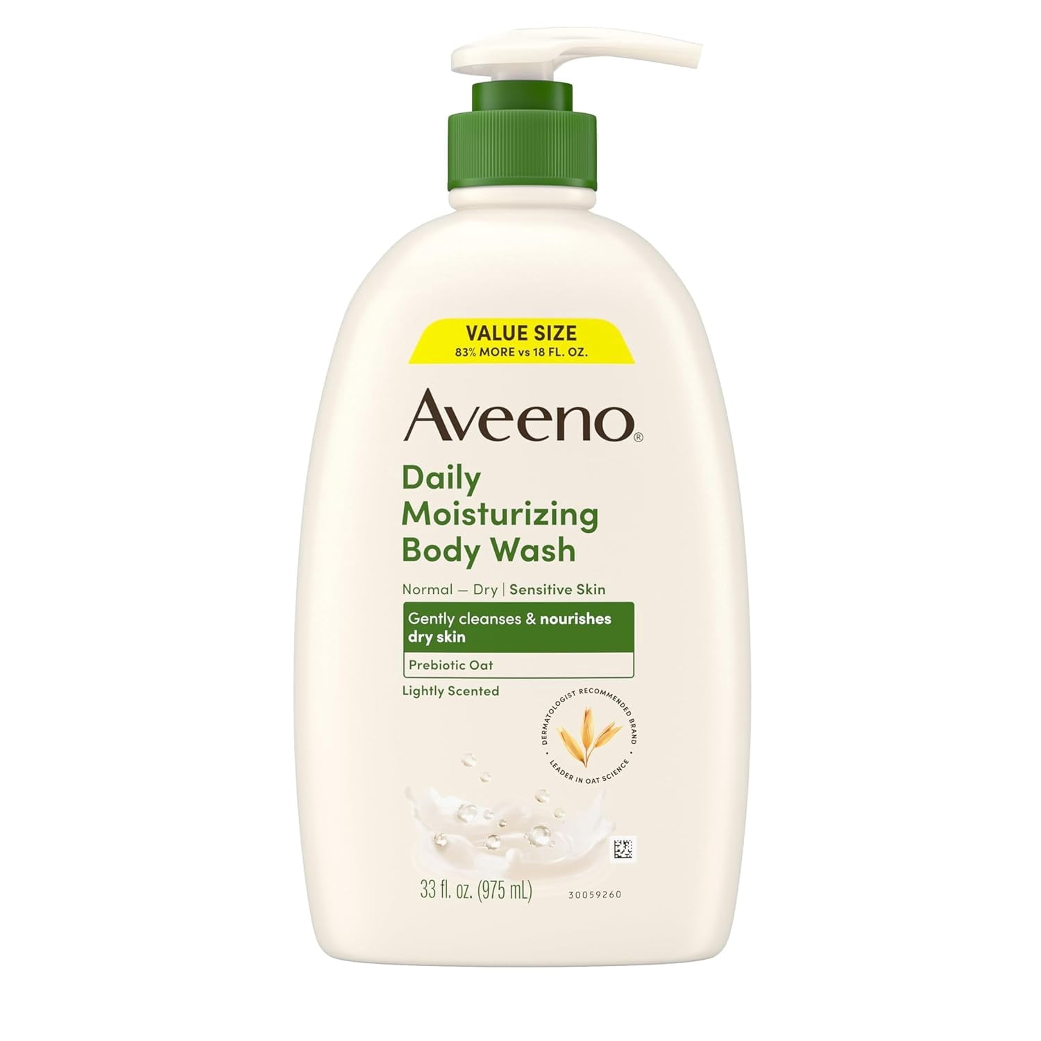 Aveeno Daily Moisturizing Body Wash, Body Wash For Dry Skin With Soothing Oat, Creamy Shower Cleanser, Gentle, Soap-Free And Dye-Free, Lightly Scented Body Wash, 33 Fl Oz