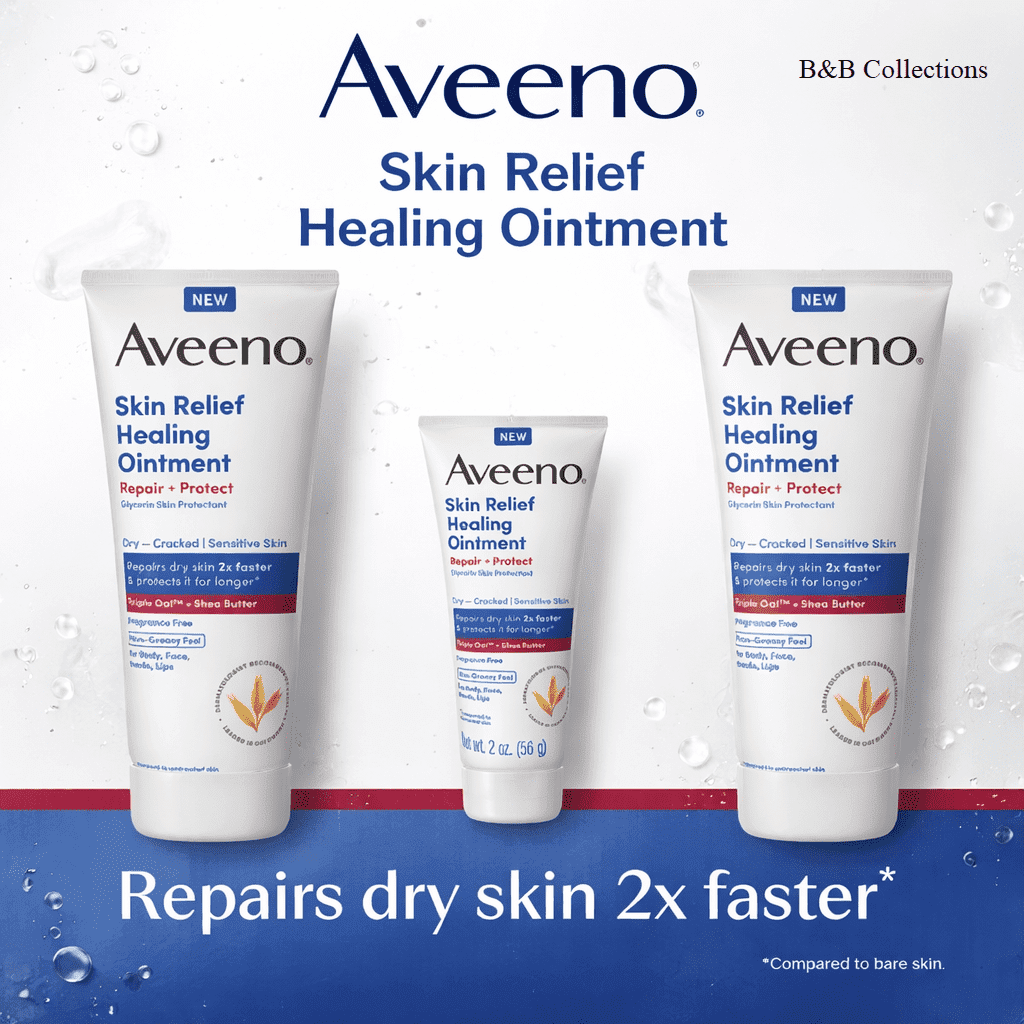 Aveeno Skin Relief Healing Ointment Repair + Protect, Fragrance-Free, Dry & Cracked Skin Treatment, Multi-Pack (2 x 7.2 oz + 1 x 2 oz)