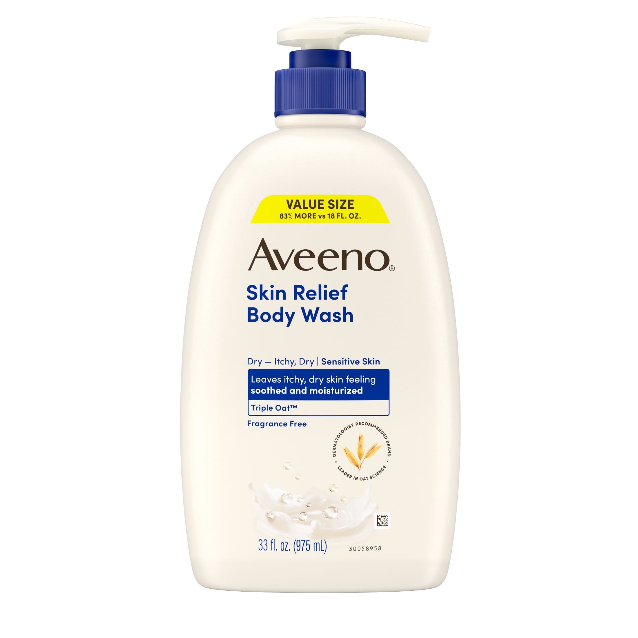 Aveeno Skin Relief Body Wash, Fragrance-Free, Value Size 33 Fl oz