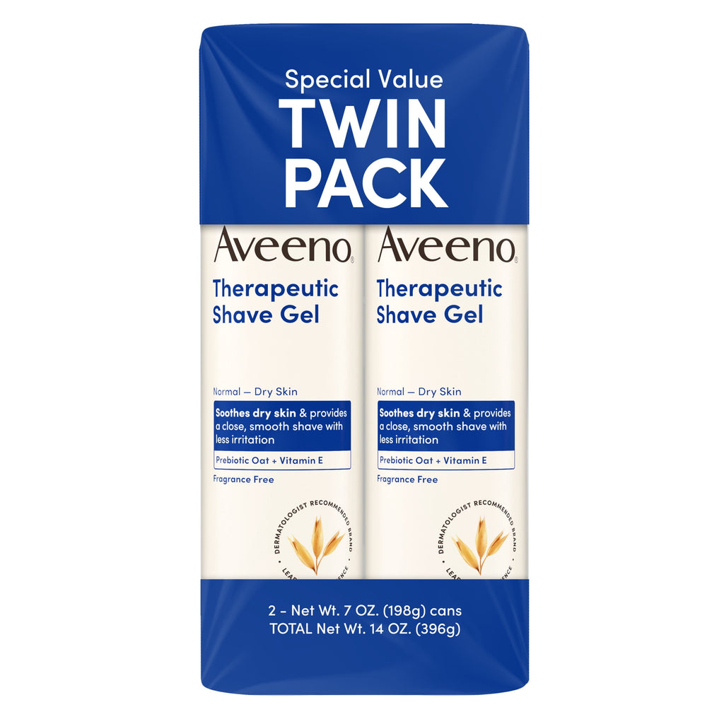 Aveeno Therapeutic Shave Gel with Oat & Vitamin E, for Dry Skin, 2 x 7 oz