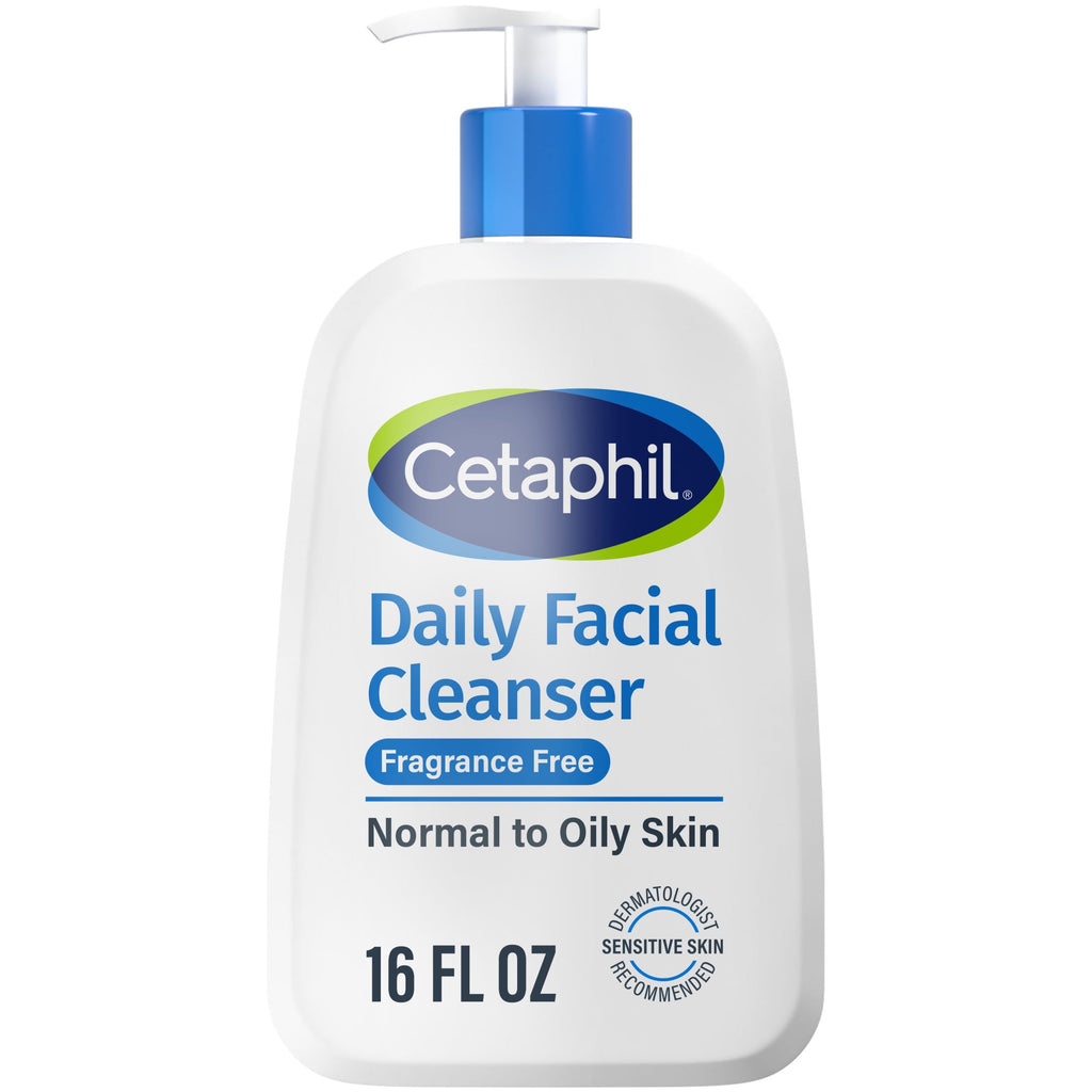 Cetaphil Daily Facial Cleanser Face Wash for Sensitive, Normal to Oily Skin, Fragrance Free, 16 oz