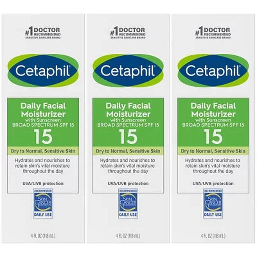Cetaphil Daily Facial Moisturizer with Sunscreen, SPF 15, 4 Oz., 3 Pk.