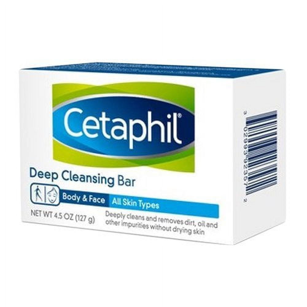 Cetaphil Deep Cleansing Bar, Body and Face, All Skin Types, 4.5 oz