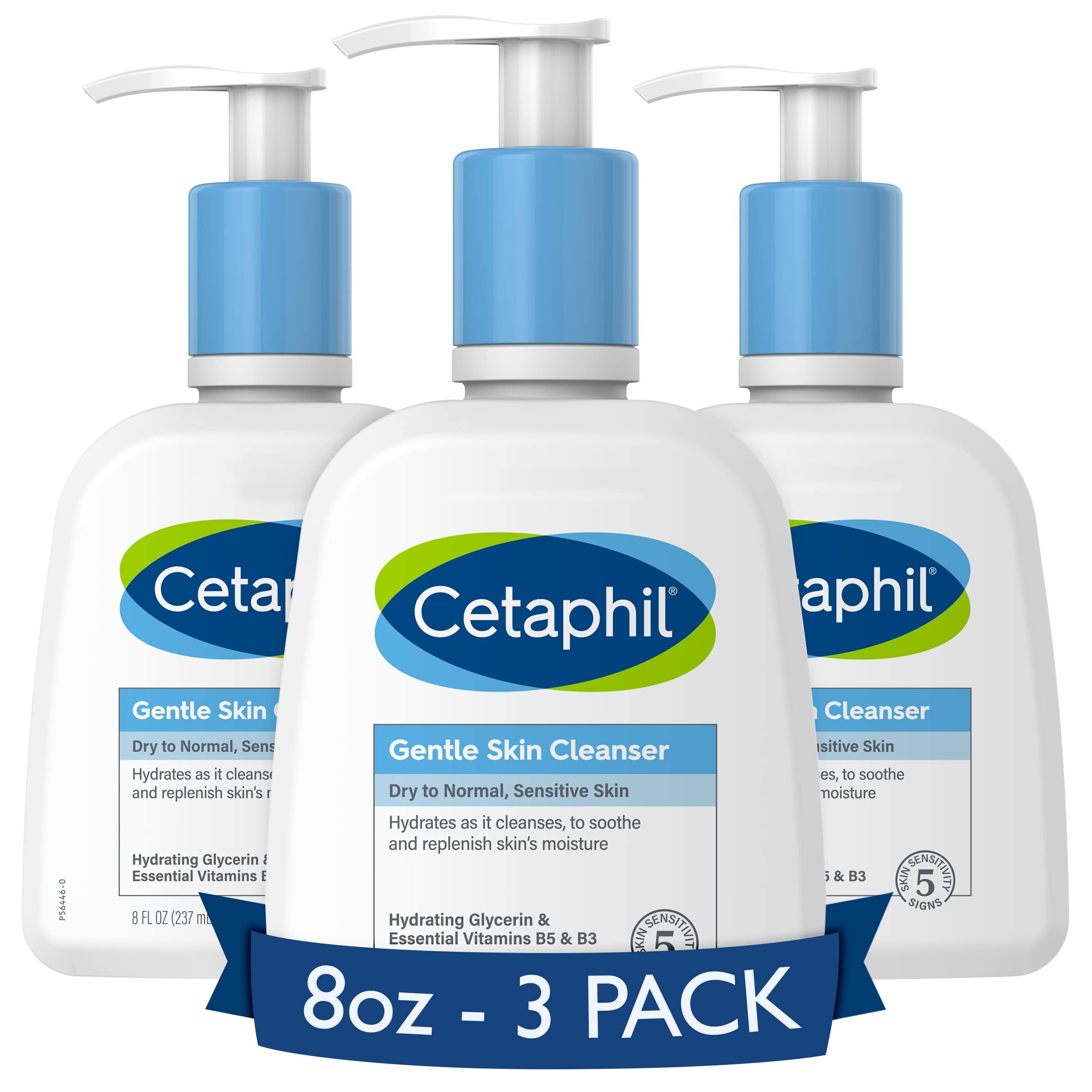 Cetaphil Face Wash, Hydrating Gentle Skin Cleanser For Dry To Normal Sensitive Skin, New 8 Oz 3 Pack, Fragrance Free, Soap Free And Non-Foaming.