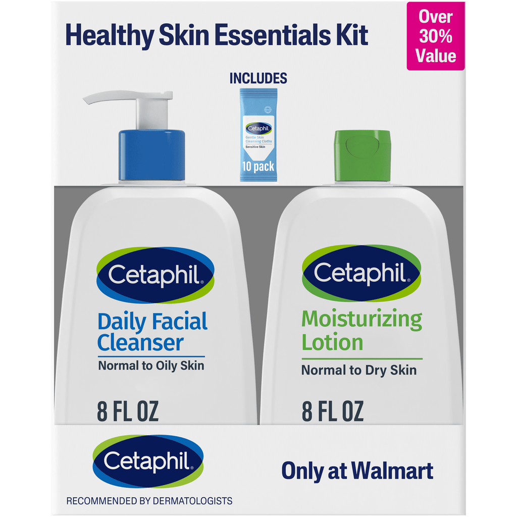 Cetaphil Healthy Skin Essentials Kit, Daily Facial Cleanser & Moisturizing Lotion, 2 Piece Kit